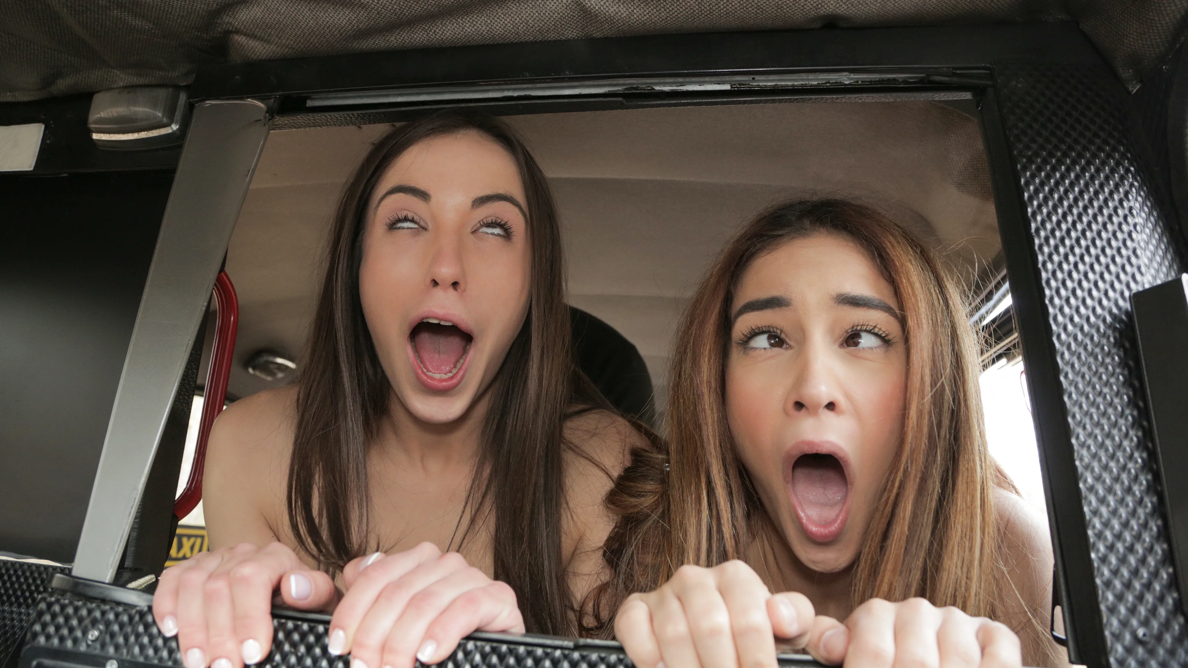 Cheeky Spanish Lesbians fuck Cabbie - Fake Taxi